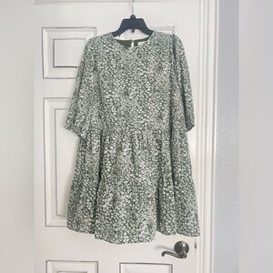 Pink Lily Green Floral Dress